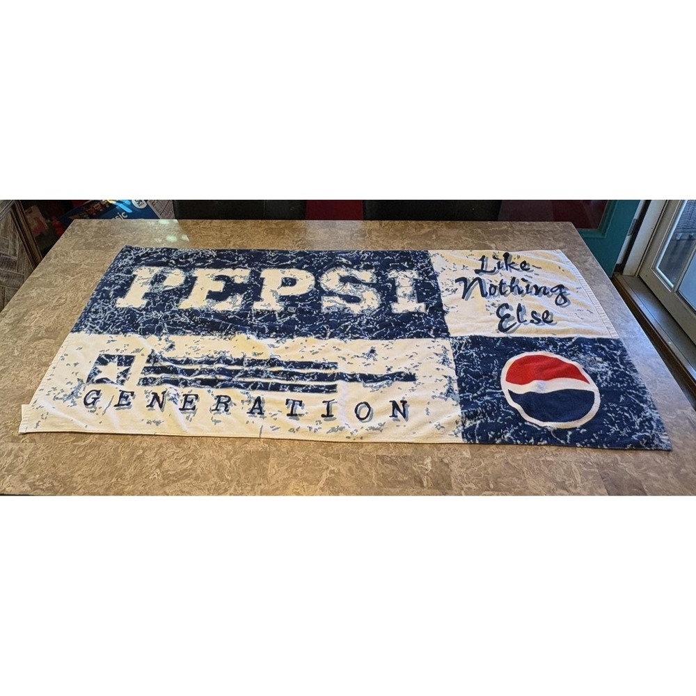 Vintage Pepsi Beach Towel Like Nothing Else Generation Blue Full Size